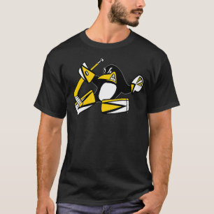 Ice Hockey Penguin Goalie Making Save Graphic Logo T-Shirt