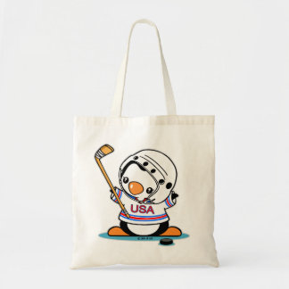 Ice Hockey Penguin Tote Bag