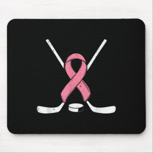Ice Hockey Pink Ribbon Breast Cancer Awareness Spo Mouse Pad