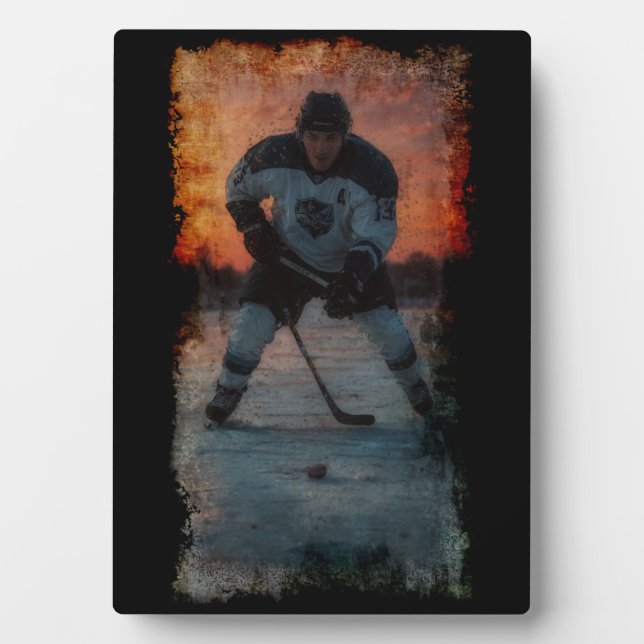 Ice Hockey Player at Sunset Plaque (Front)