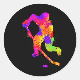 Ice Hockey Player Boys Youth Men Kids Classic Round Sticker