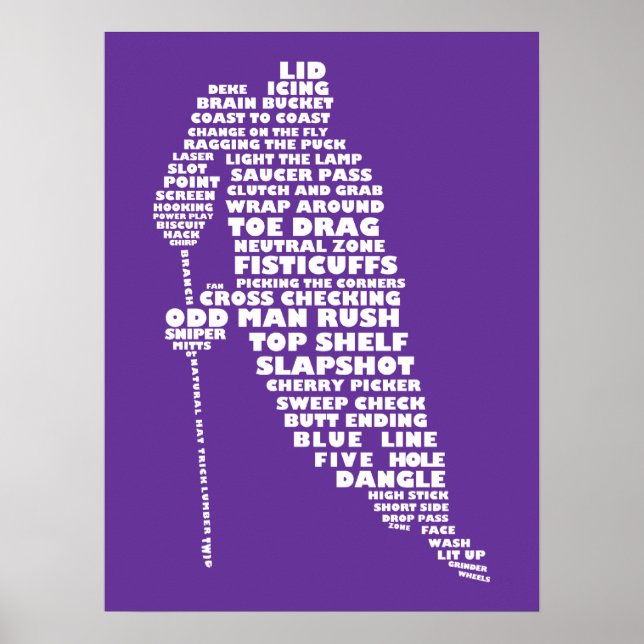 Ice Hockey Player Calligram Posters (Front)