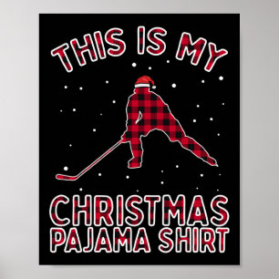 Ice Hockey Player Christmas Pajamas Funny Xmas Gif Poster