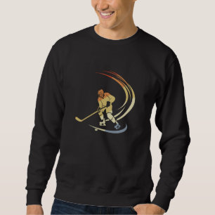 Ice Hockey Player Drawing Vintage Look Sweatshirt