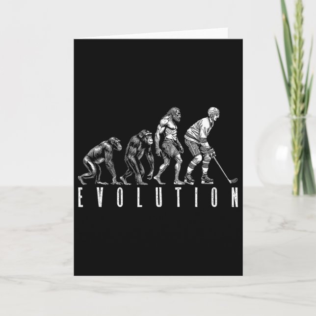 Ice Hockey Player Evolution Funny Man Ape Caveman  Card (Front)