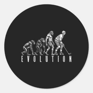 Ice Hockey Player Evolution Funny Man Ape Caveman Classic Round Sticker