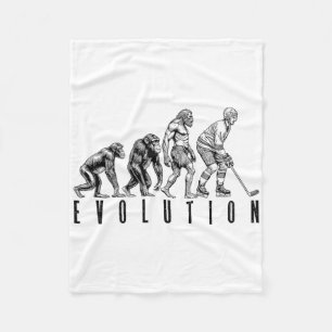 Ice Hockey Player Evolution Funny Man Ape Caveman  Fleece Blanket