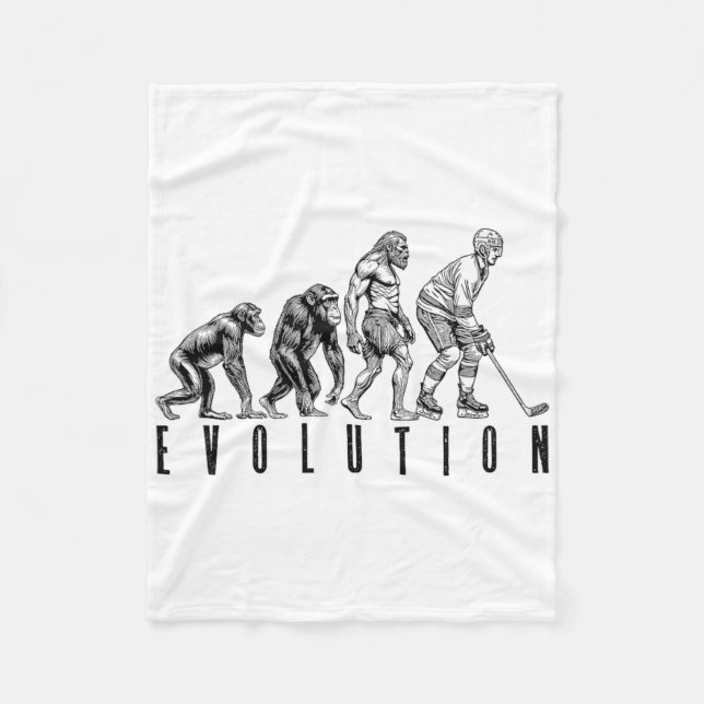 Ice Hockey Player Evolution Funny Man Ape Caveman  Fleece Blanket (Front)