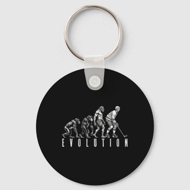Ice Hockey Player Evolution Funny Man Ape Caveman  Key Ring (Front)