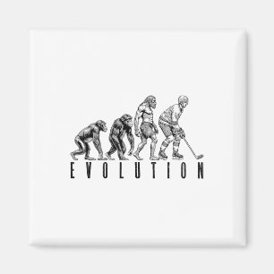 Ice Hockey Player Evolution Funny Man Ape Caveman Magnet