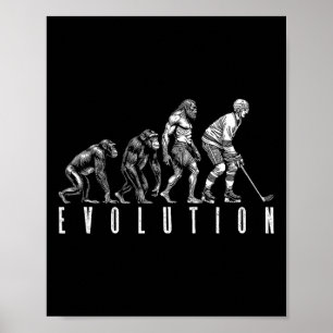 Ice Hockey Player Evolution Funny Man Ape Caveman Poster