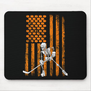 Ice Hockey Player Fan Gift Skeleton Halloween Shir Mouse Pad