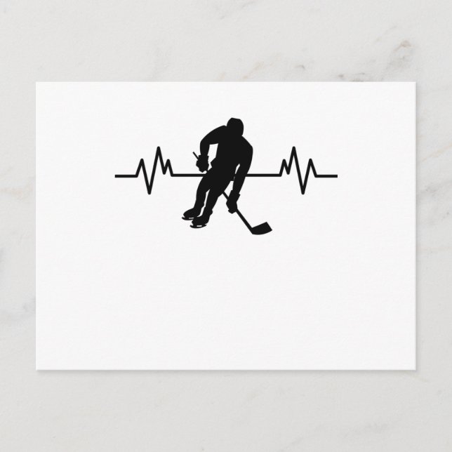 Ice Hockey Player Heartbeat Fun Funny Sports Gift Postcard (Front)