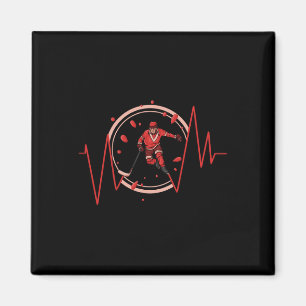 Ice Hockey Player Heartbeat Winter Sport Magnet