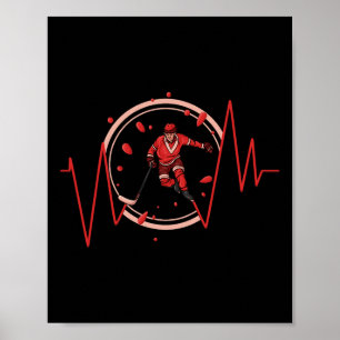 Ice Hockey Player Heartbeat Winter Sport  Poster