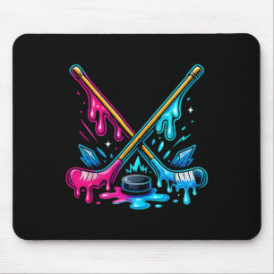 Ice Hockey Player Ice Cream Drip Youth Boys And Gi Mouse Pad