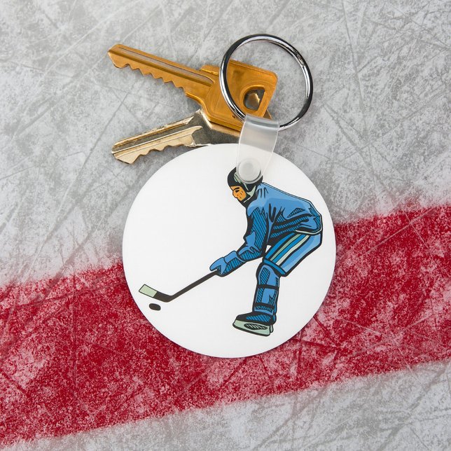 Ice Hockey Player in Blue Uniform Key Ring (Creator Uploaded)