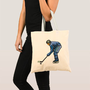 Ice Hockey Player in Blue Uniform Tote Bag