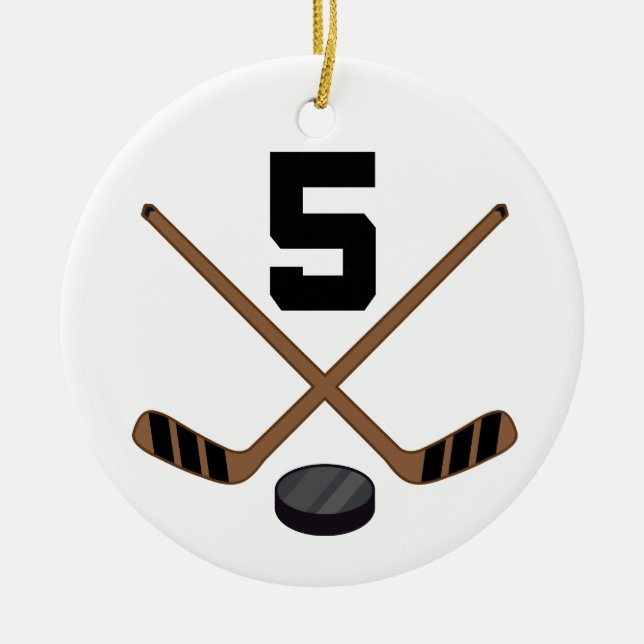 Ice Hockey Player Jersey Number 5 Ornament (Front)