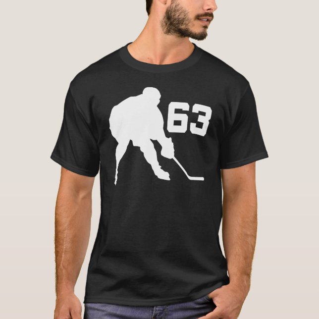 Ice Hockey Player Jersey Number 63 T-Shirt (Front)