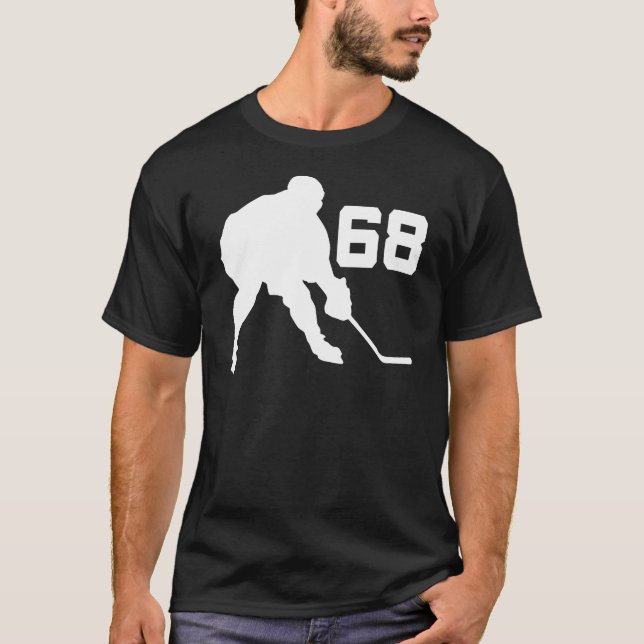 Ice Hockey Player Jersey Number 68 T-Shirt (Front)