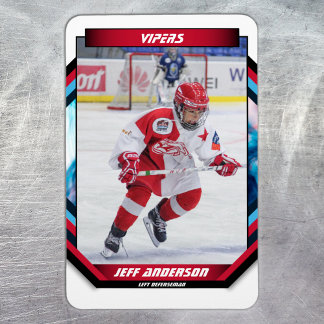 Ice Hockey Player Keepsake On Cool Red Custom Magnet