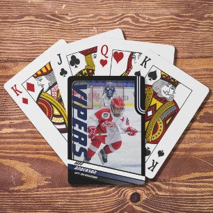 Ice Hockey Player Keepsake On Dynamic Blue  Playing Cards