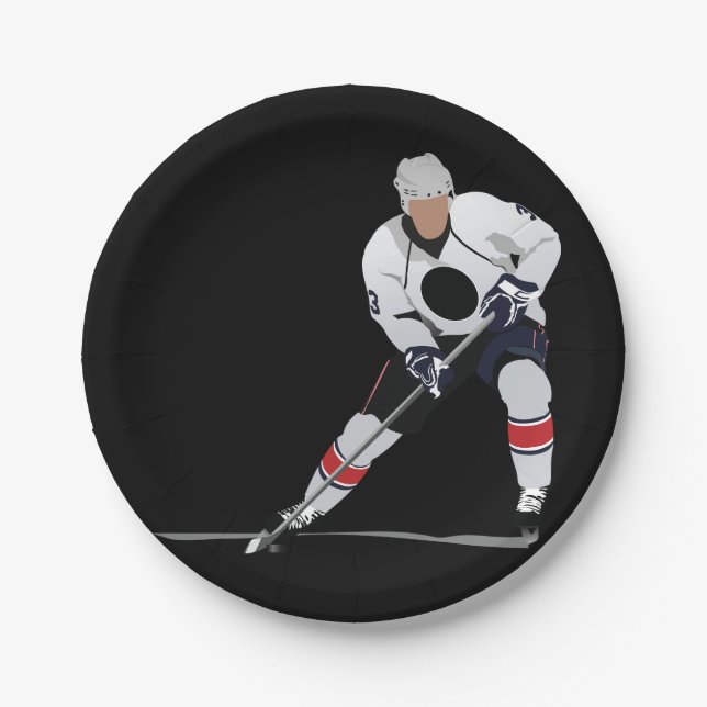 Ice Hockey Player Paper Plates (Front)