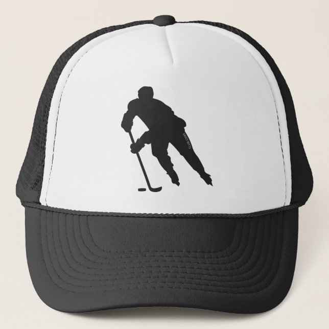 Ice Hockey Player Silhouette Trucker Hat (Front)