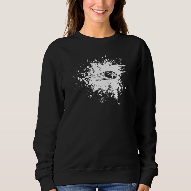 Ice Hockey Player Splash Of Colour Puck Sweatshirt (Front)