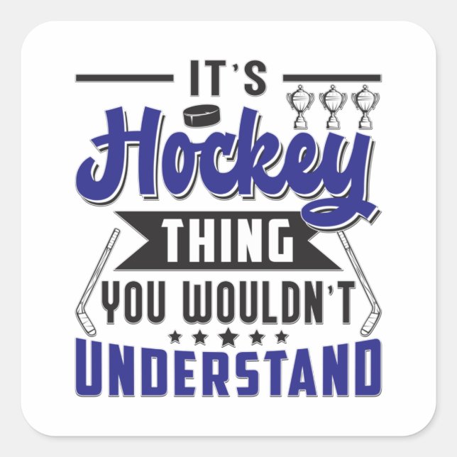 Ice Hockey Player Stick Team Puck Funny Gift Idea Square Sticker (Front)