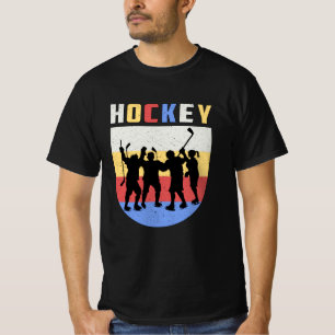 Ice Hockey Player Stick Team Puck Retro Funny Gift T-Shirt