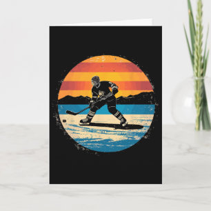 Ice Hockey Player Sunset Art For Men Boys Girls  Card