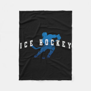 Ice Hockey Player Team Blue Varsity Text Fleece Blanket
