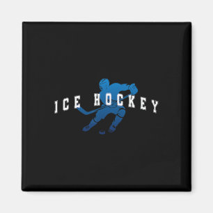 Ice Hockey Player Team Blue Varsity Text Magnet