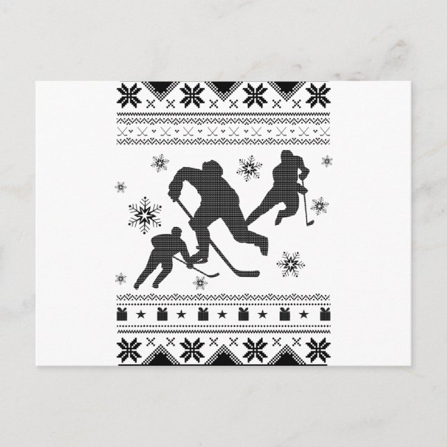 Ice Hockey Player Ugly Christmas | Hockey Gift Postcard (Front)