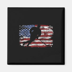 Ice Hockey Player Usa American Flag 4th Of July Gi Magnet