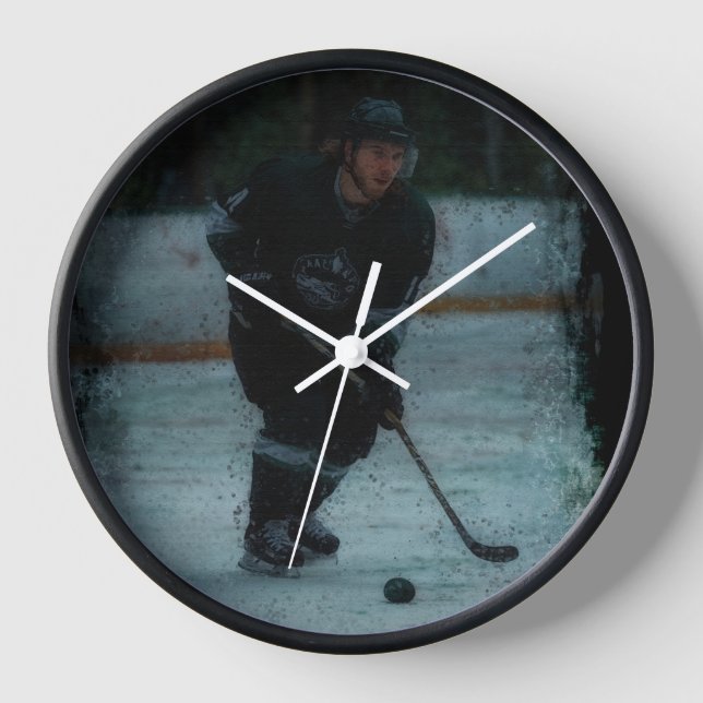 Ice Hockey Player Warming Up Clock (Front)