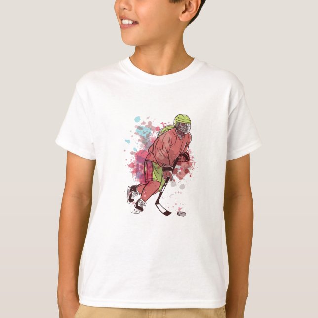 ICE HOCKEY PLAYER WATERCOLOR T-Shirt (Front)