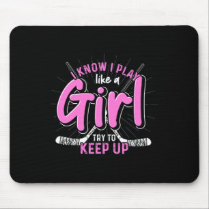 Ice Hockey Player Women Girls Sports Goalie Ice Ho Mouse Pad