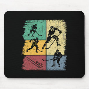 Ice Hockey Players Hand-drawn Retro Boys Men Mouse Pad