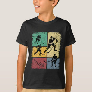 Ice Hockey Players Hand-drawn Retro Boys Men T-Shirt