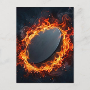 Ice Hockey Puck on Fire  Postcard