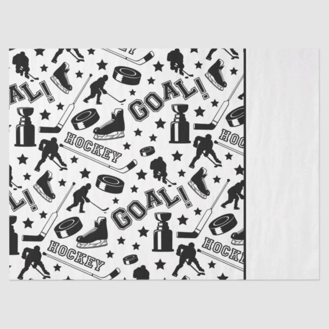 Ice Hockey Pucks Sticks Player Game Goals Sports Tissue Paper (Front)