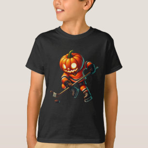 Ice Hockey Pumpkin Face Halloween Costume Men Boys T-Shirt
