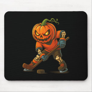Ice Hockey Pumpkin Face Halloween Skeleton Pumpkin Mouse Pad