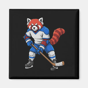 Ice Hockey Red Panda Sports Player Animal Magnet