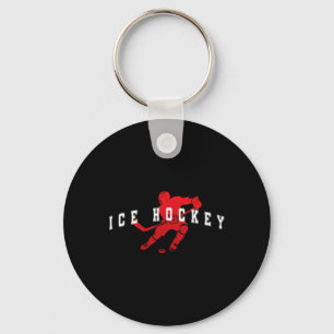 Ice Hockey Red Team Player Varsity Text Key Ring