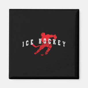Ice Hockey Red Team Player Varsity Text  Magnet