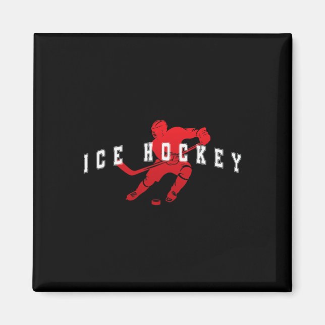 Ice Hockey Red Team Player Varsity Text  Magnet (Front)